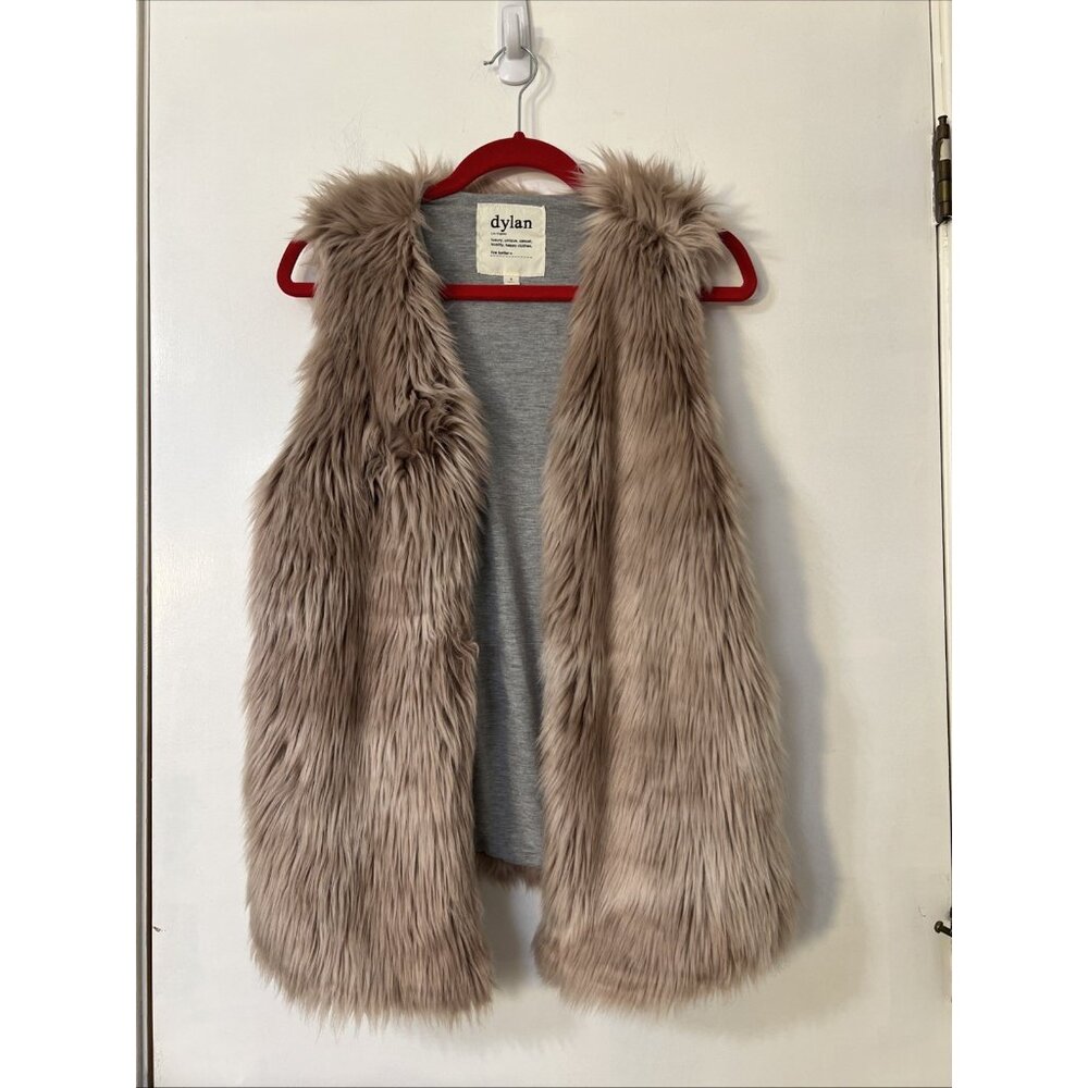 Dylan Los Angeles‎ Faux Fur Lined Vest Women's Size Small Beige Pink
